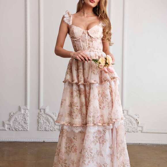 V.Chapman The Jolie Dress in Peach Tapestry - Picture 11 of 11